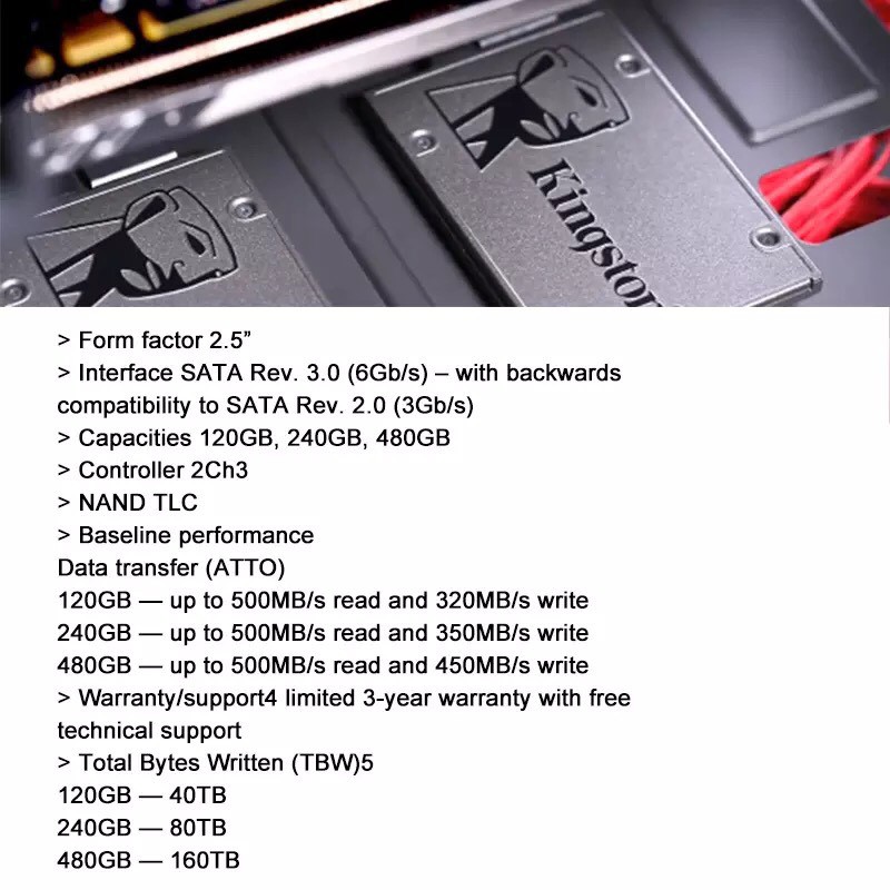 Ổ cứng SSD Kingston A400 480GB/240GB/120GB Giao Tiếp SATA III | BH Chính Hãng 36 Tháng