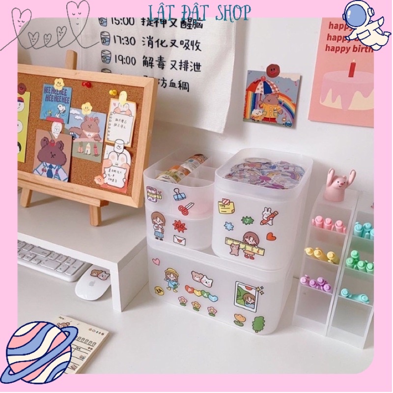 Hộp lưu trữ tiện ích - Hộp đựng washi tape/ sticker/ note có chia ngăn