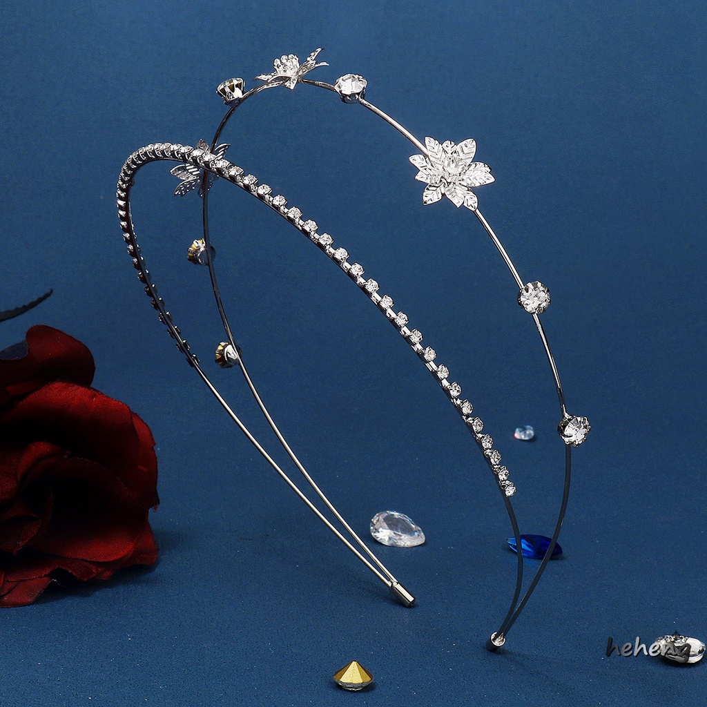 Băng Đô Cài Tóc Đính Đá Hình Hoa Dành Cho Phù Dâu