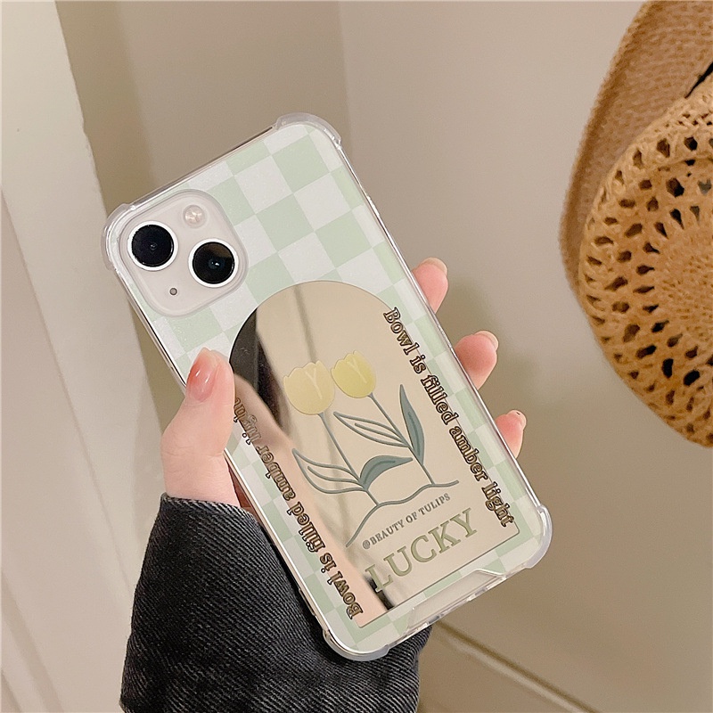 Ốp lưng iphone Ốp Điện Thoại Tráng Gương Họa Tiết Hoa Tulip Cho Iphone 14pro 6/6splus/7/7plus/8/8plus/x/xr/xs/11/14pro/13/pro/max/plus/promax Dinuo case
