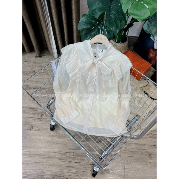 ÁO SƠ MI TIỂU THƯ TAY PHỒNG CỘT NƠ
