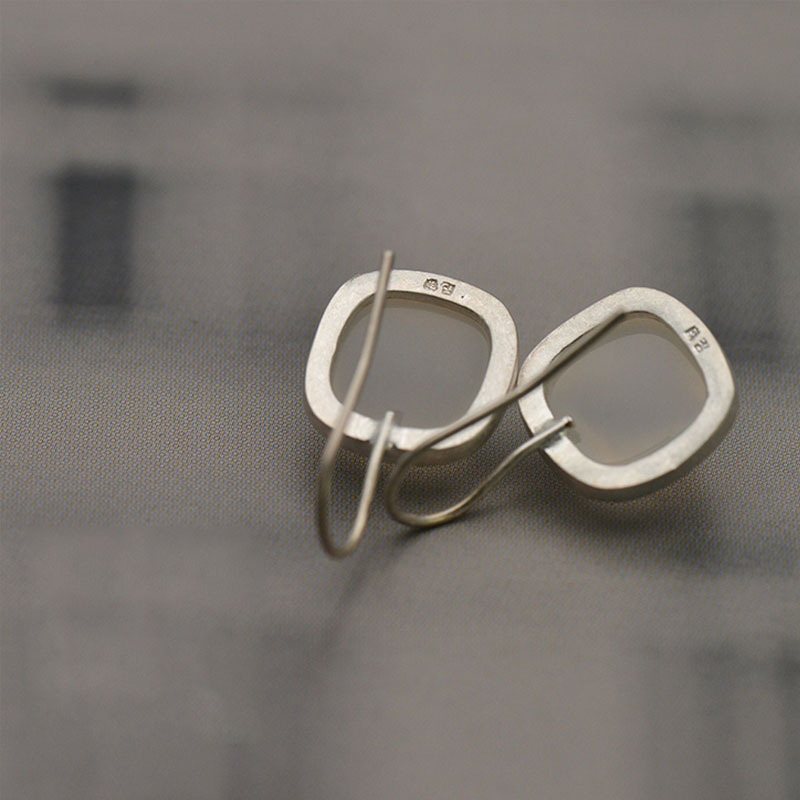 Bông Tai Mạ Bạc Thiết Kế Tối Giản Phong Cách Retro Cho Nữ