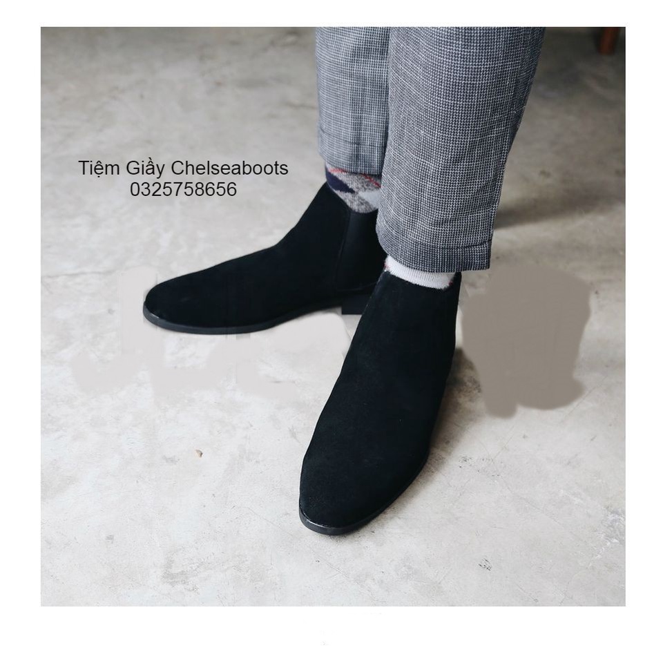 Giầy Chelsea Boots da lộn Tan Sữa,Đen,Nâu thích hợp với quần jeans,âu