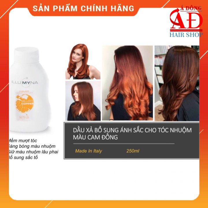 [+Tặng mũ trùm] Dầu xả (mặt nạ) tăng cường ánh sắc cho tóc nhuộm màu đồng cam Copper Sens.us Illamina Ý 250ml