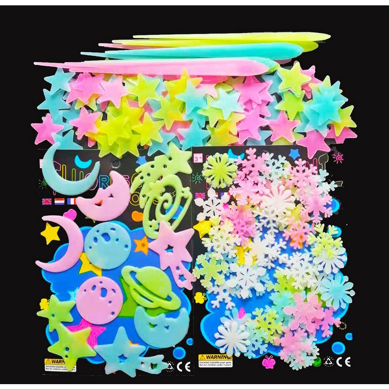 Sét tấm dạ quang phát sáng nhiều hình và kích thước trang trí ngôi nhà thân yêu