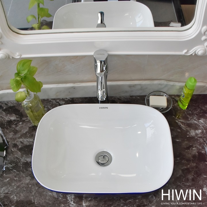 Chậu rửa mặt lavabo sứ đặt bàn nghệ thuật hoa văn HIWIN LP-A426