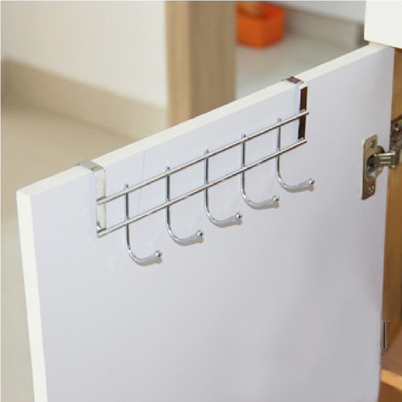 Móc Treo Quần Áo Đồ Sau Cửa Tủ 5 Móc Chấu Nhỏ Bằng Inox Chắc Chắn Có Đầu Bo Tròn Không Rách Quần Áo Không Khoan Tường