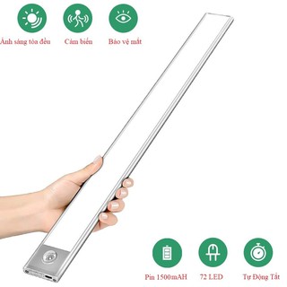 Bộ đèn LED cảm ứng dài 40 cm gắn tủ quần áo , tủ chén ,tự động sáng , tích hợp pin sạc 1500mAH