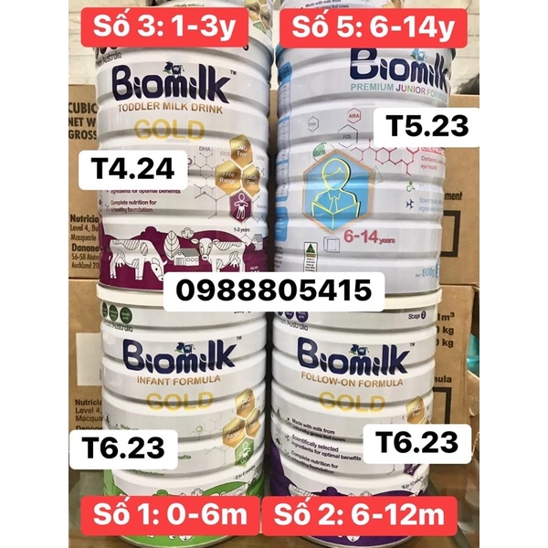 Sữa Biomilk đủ số mẫu mới 800g