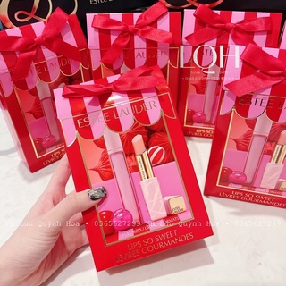 Set son dưỡng Estee Lauder Lip So Sweet [Son thỏi + Son kem]