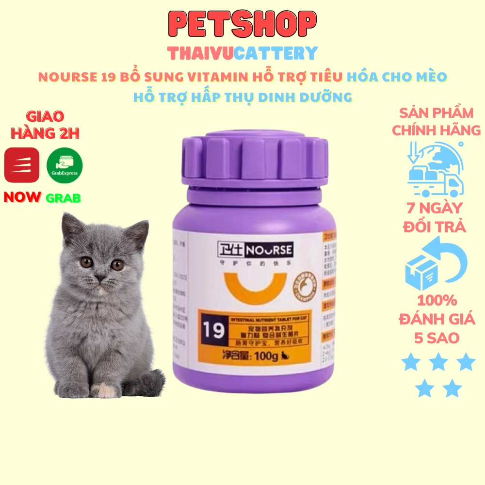Nourse 19, bổ sung vitamin hỗ trợ tiêu hóa cho mèo cũng như hấp thụ dinh dưỡng tốt hơn