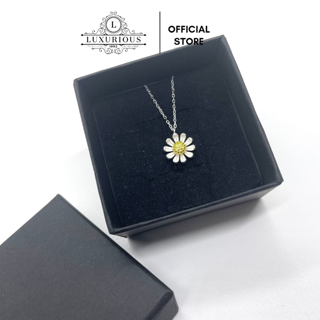 Dây chuyền bạc Lux Jewelry, vòng cổ bạc hoa cúc – LUXJ911
