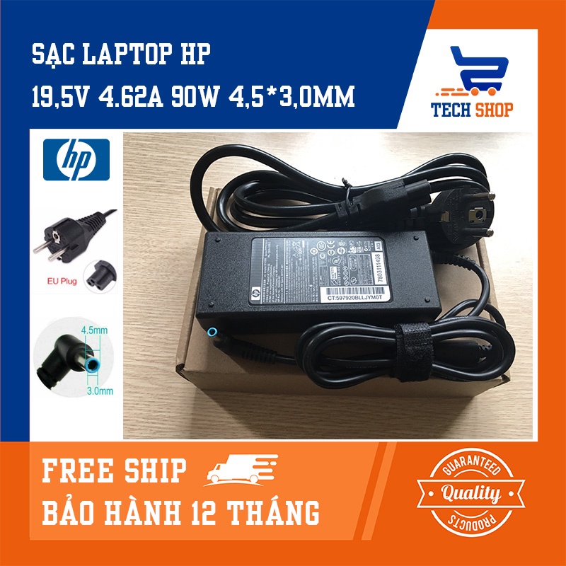 [FREESHIP]Sạc laptop HP 19.5V - 4.62A / 19V - 4.74A, 90w hàng cao cấp - Sạc hp - sạc máy tính hp