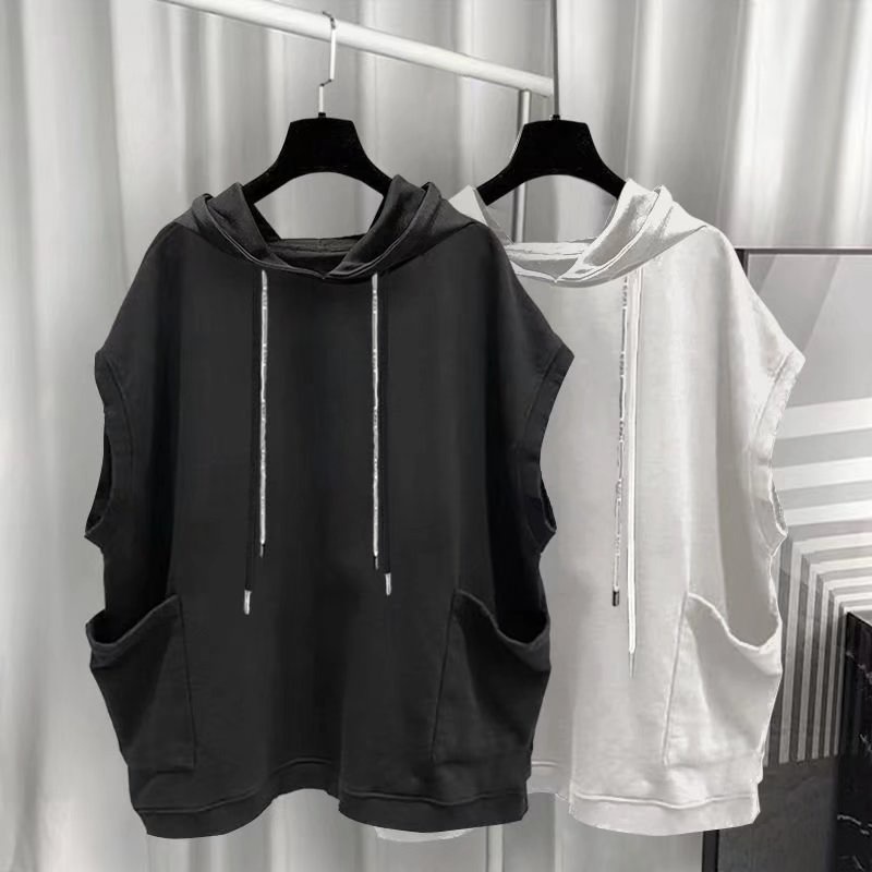 Áo Hoodie Sát Nách Dáng Rộng Phối Nhiều Túi Phong Cách Hip Hop Đường Phố Nhật Bản Cỡ M-3XL Cho Nam