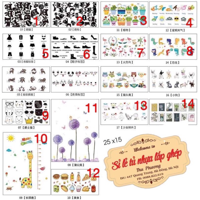 Decal dán- tủ nhựa ghép