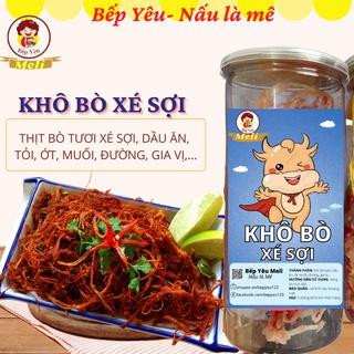 Khô bò xé sợi loại ngon đóng hộp - đồ ăn vặt ngon Bếp Yêu Meli
