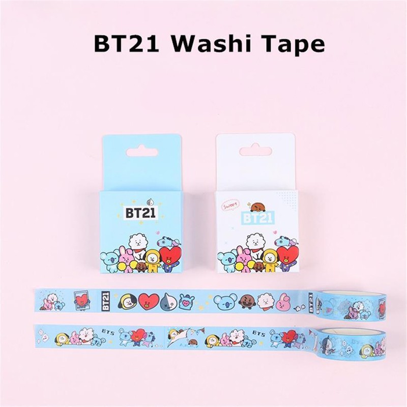 Kpop BTS BT21 Cute Washi Tape Cooky Tata Paper Masking Scrapbook Sticker DIY 5m