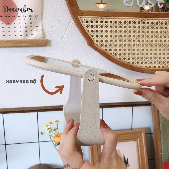 Gương để bàn trang điểm xoay 360 độ - Gương để bàn Hàn Quốc derco phòng xin xắn  - Br01673