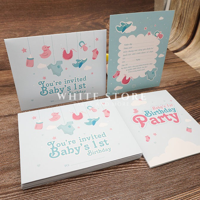 Set 10 THIỆP MỜI THÔI NÔI SINH NHẬT CUTE BABY