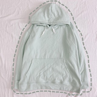 Áo hoodie trơn xẻ tà xanh ngọc form unisex \