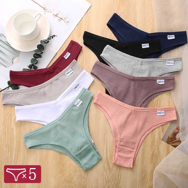 Cute Byte Set 5 Quần Lót Cotton Chữ T Lưng Thấp 10 Màu Mới