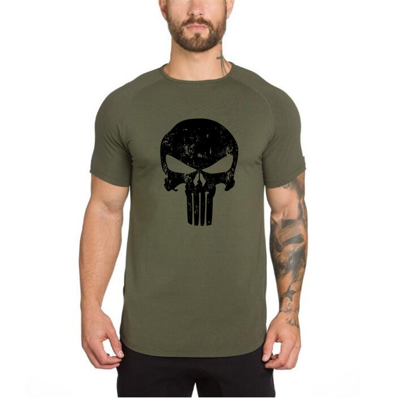 Áo thun tay ngắn in hình đầu lâu cá tính cho nam