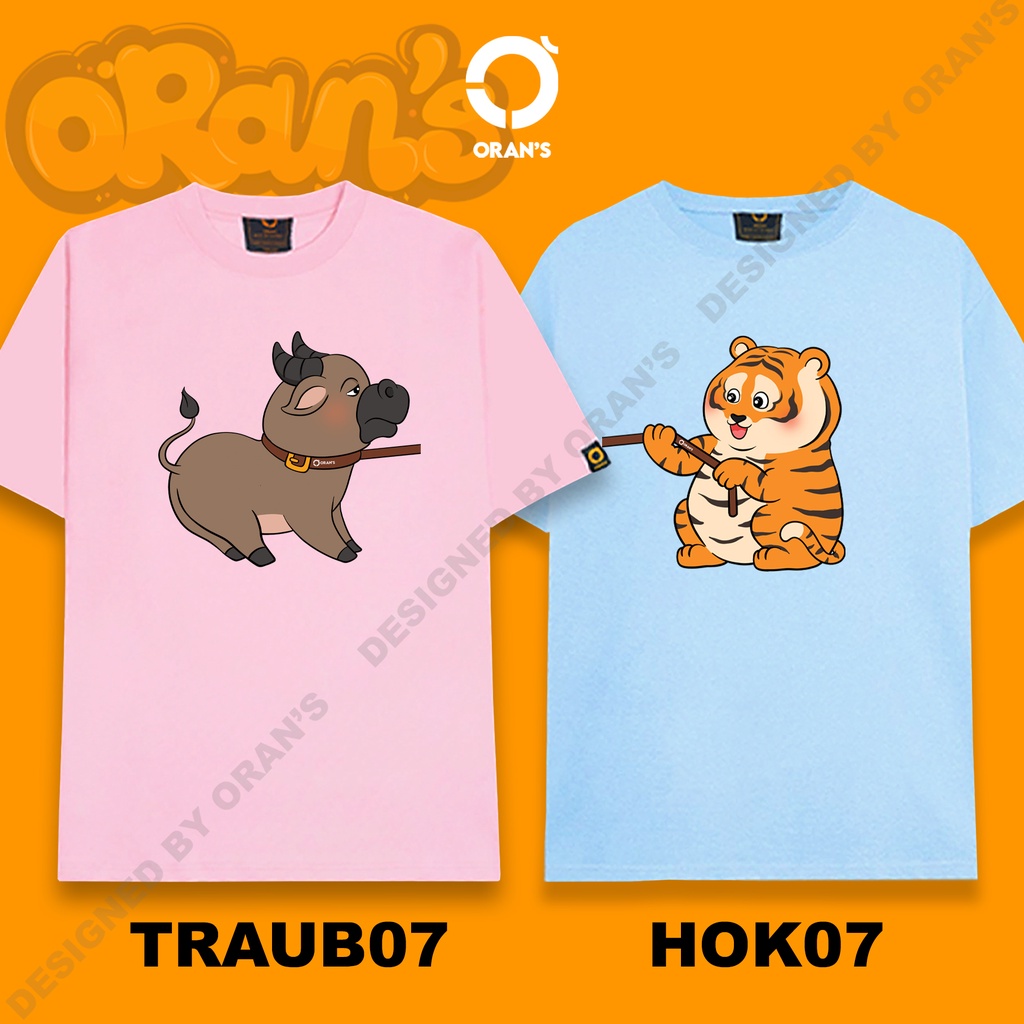 Áo gia đình in hình con hổ kéo con trâu 07 tay lỡ Oversize chất COTTON 4C, FULLBOX ORANS COUPLE TEE - ORAN'S