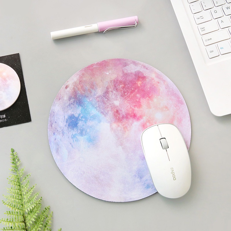 Thảm Lót Chuột Hình Tròn 20CM Bằng Cao Su Mềm Tự Nhiên Không Trơn Họa Tiết Hành Tinh Anime Trái Cây