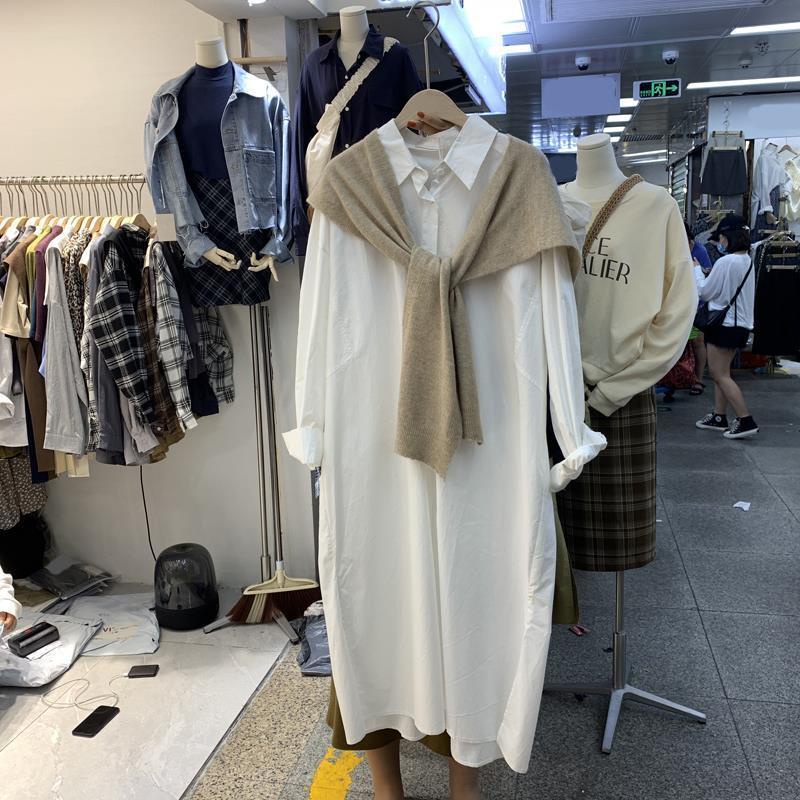 Bộ Áo Sơ Mi Dáng Rộng + Đầm Dài Dáng Chữ A Phong Cách Hàn Quốc Thời Trang Mùa Đông 2022