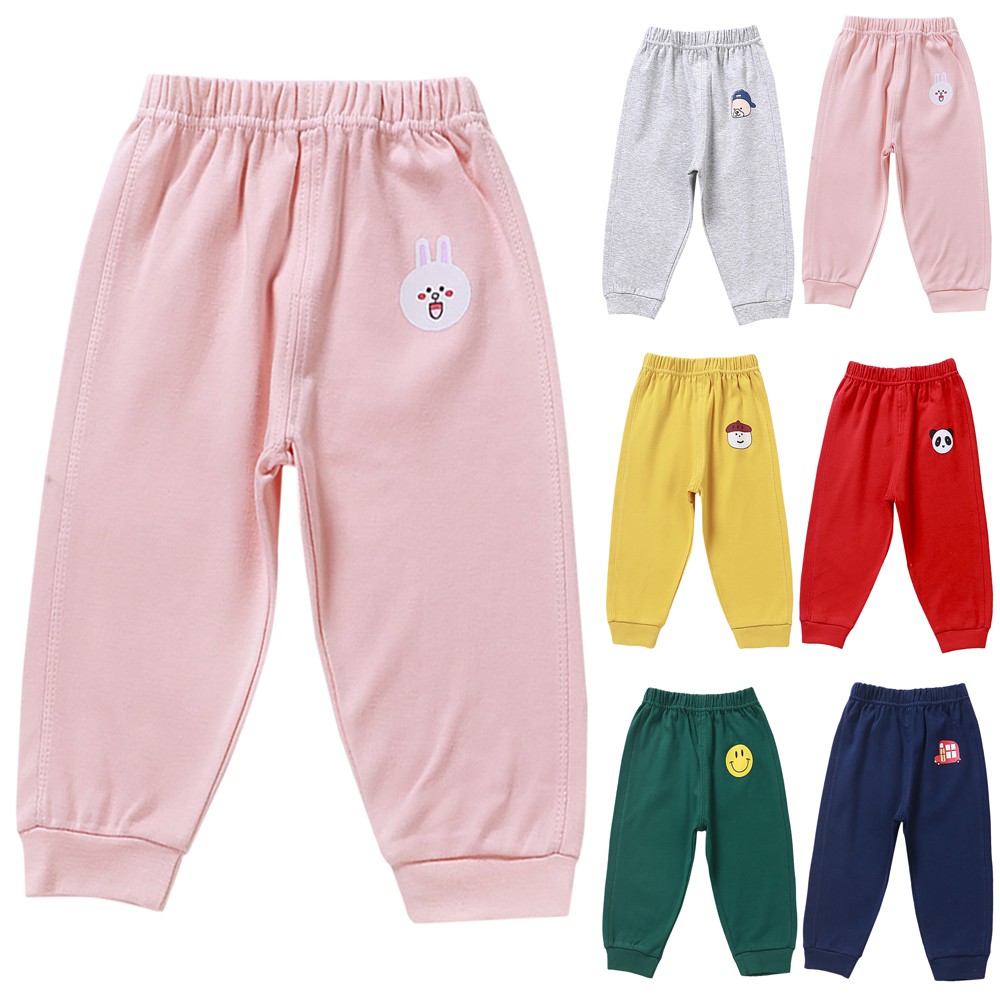 Quần Dài Cotton Lưng Thun In Họa Tiết Hoạt Hình Cho Bé