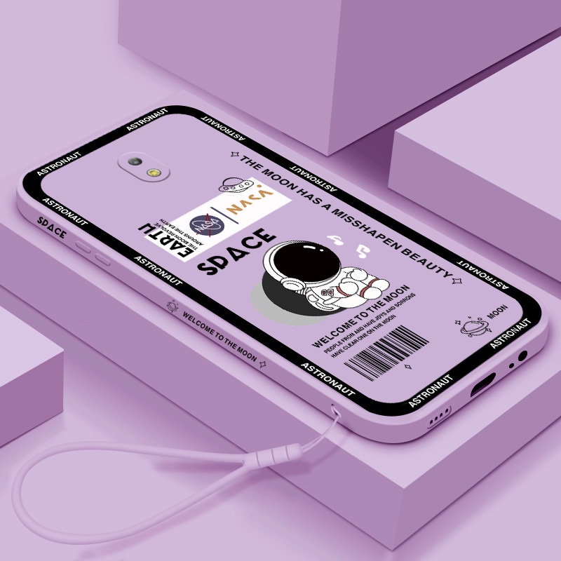 Ốp Điện Thoại Silicone Mềm Hình Phi Hành Gia Chống Dấu Vân Tay / Rơi Vỡ + Dây Đeo Cho Samsung J7 Prime J7 Pro J8 2018
