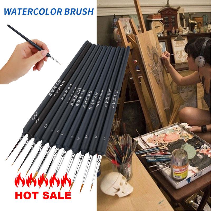 Oil Painting Art Brushes Scriptliner Watercolour Paint Wooden Handle Wolves Hairs Painting Brush Writing Illustration