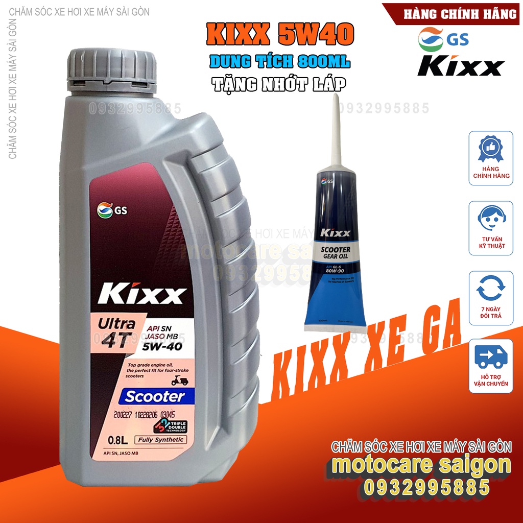[Tặng nhớt hộp số] KIXX FULLY SCOOTER 5W40 SN 800ml nhớt xe tay ga tổng hợp hoàn toàn