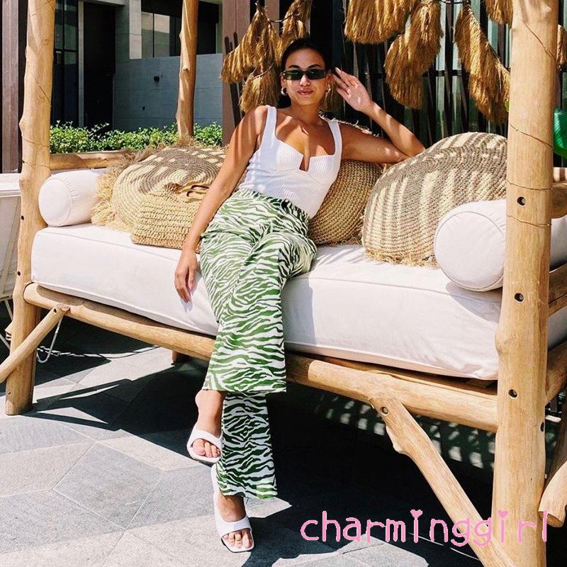 quần ống rộng Lưng Cao Họa Tiết Sọc Ngựa Vằn Thời Trang Mùa Xuân Thu