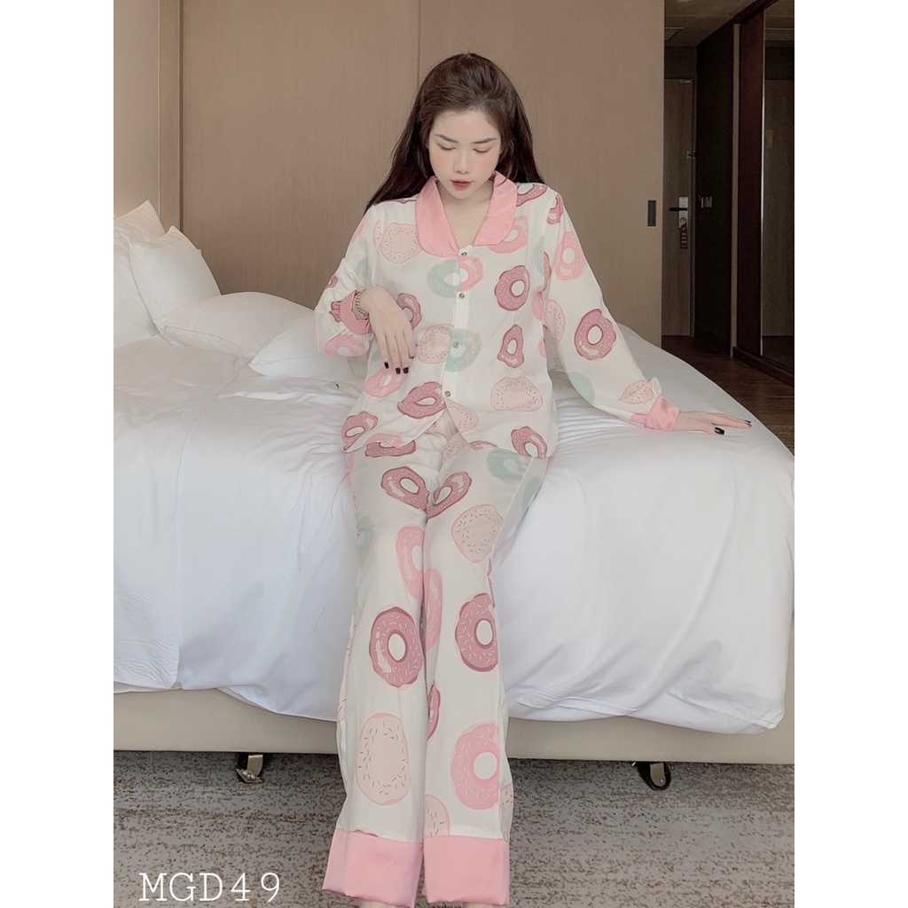 Đồ Bộ Mặc Nhà Nữ - Bộ Pijama Lụa Nữ Cao Cấp Kiểu Dáng Hàn Quốc Sang Chảnh Dễ Thương Cực HOT