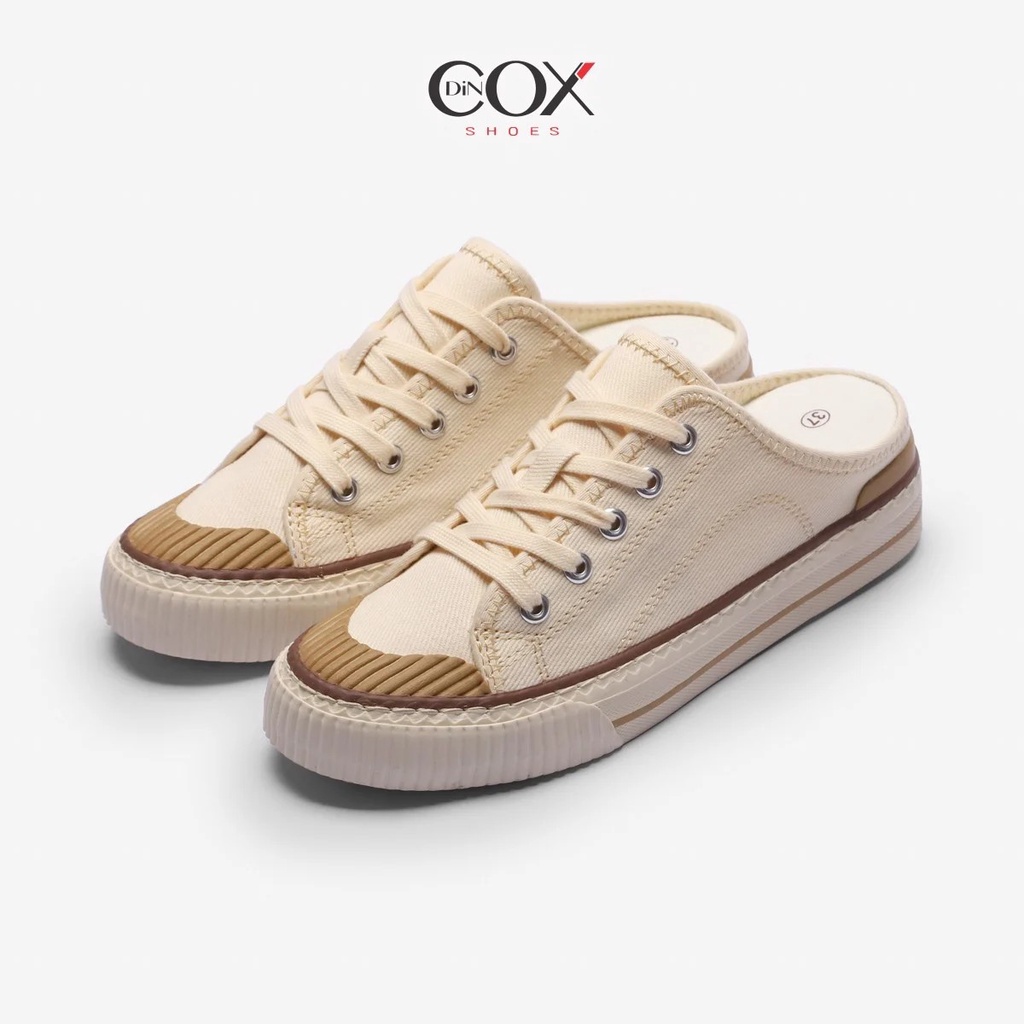 Giày Sục Đạp Gót Mules Vải Unisex DINCOX E10 WHITE