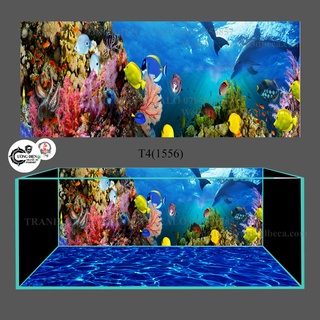 Tranh bộ 3d dán bể cá gồm tấm lưng và tấm đáy