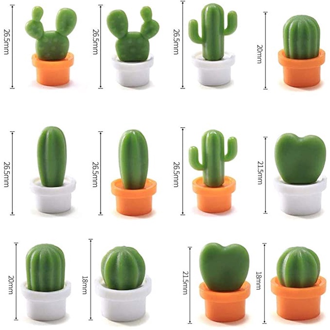 Bộ 6 Miếng Dán Nam Châm Hình Cây Xương Rồng / Hoạt Hình Mini Dễ Thương Trang Trí Tủ Lạnh / Trường Học / Văn Phòng