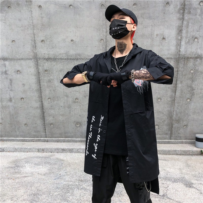 Áo Khoác Mỏng Nhẹ Sơ Mi Nam Dáng Dài Mũ Trùm Đầu Kiểu Hầm Hố Phối Chữ Cá Tính SOMI NAM 9000019 | BigBuy360 - bigbuy360.vn