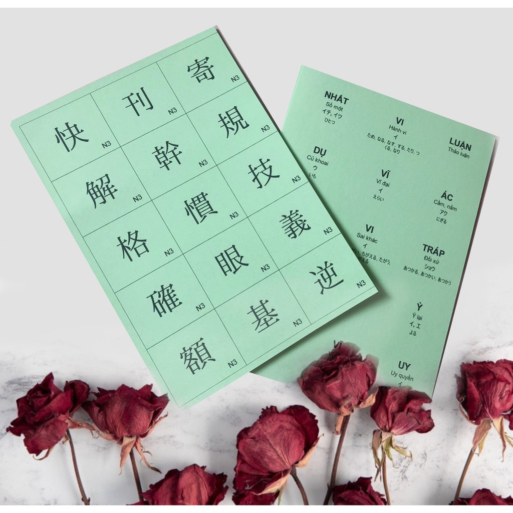 Flashcard Kanji N3 - Bộ thẻ học Hán Tự N3 hiệu quả