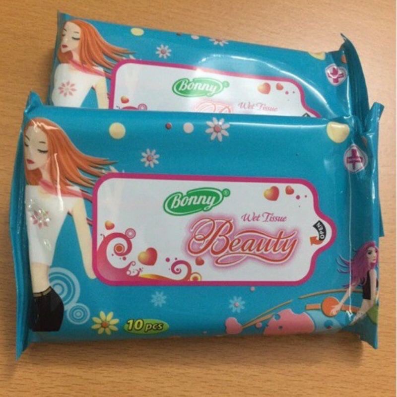 Bịch 10 tờ khăn ướt Bonny Beauty bỏ túi tiện dụng