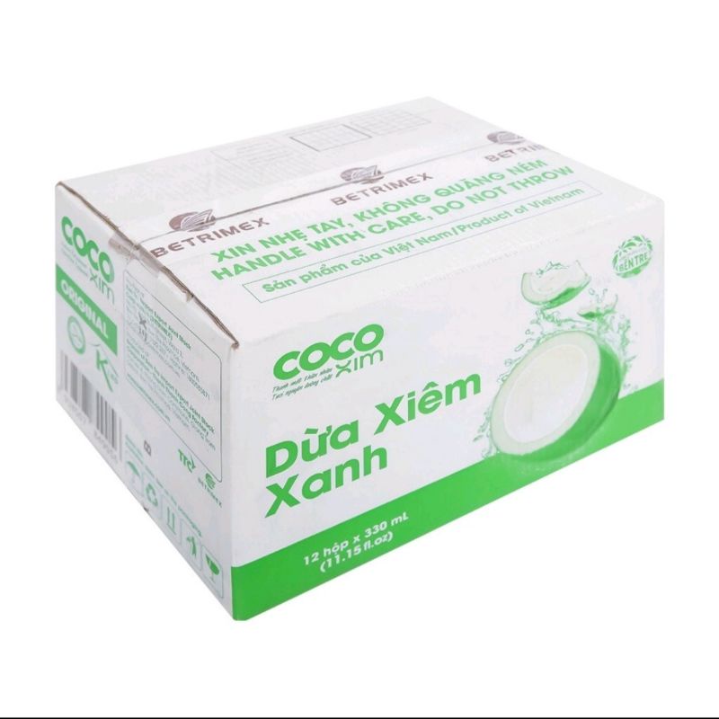 Thùng 12 hộp dừa xêm xanh, sen 330ml