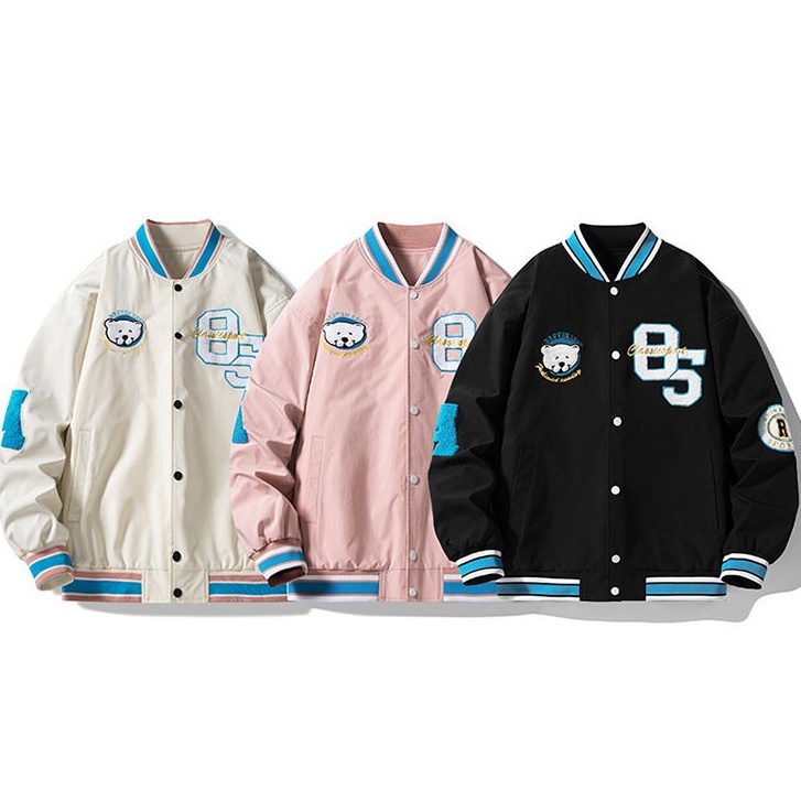 Áo khoác dù unisex 2 lớp , áo bomber gió nam nữ logo gấu phong cách hàn quốc siêu chất