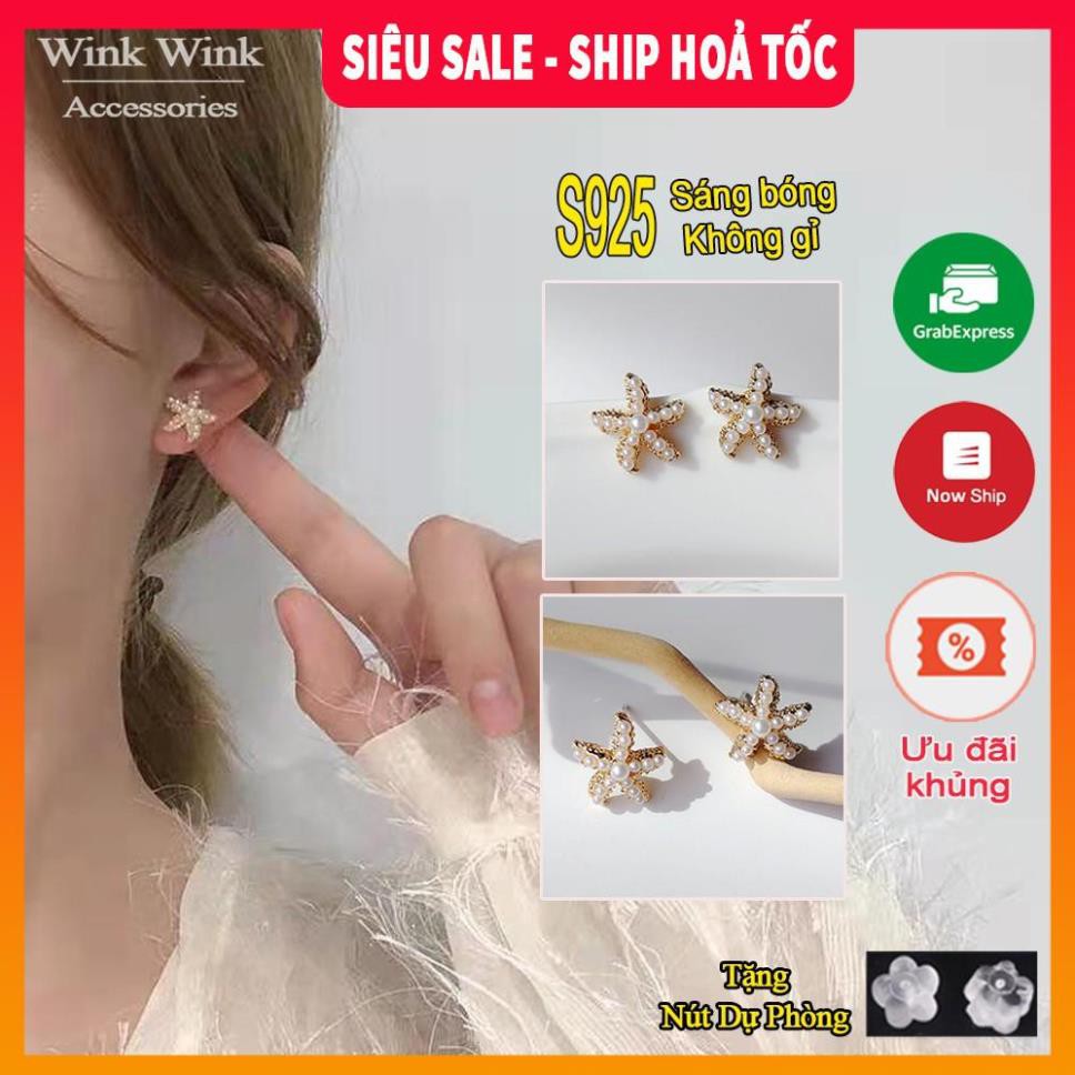 Có ảnh thật 🌸Tặng chốt khuyên🌸 Bông tai đính đá hình sao biển| Khuyên tai nữ đẹp - Wink Accessories L1AS04