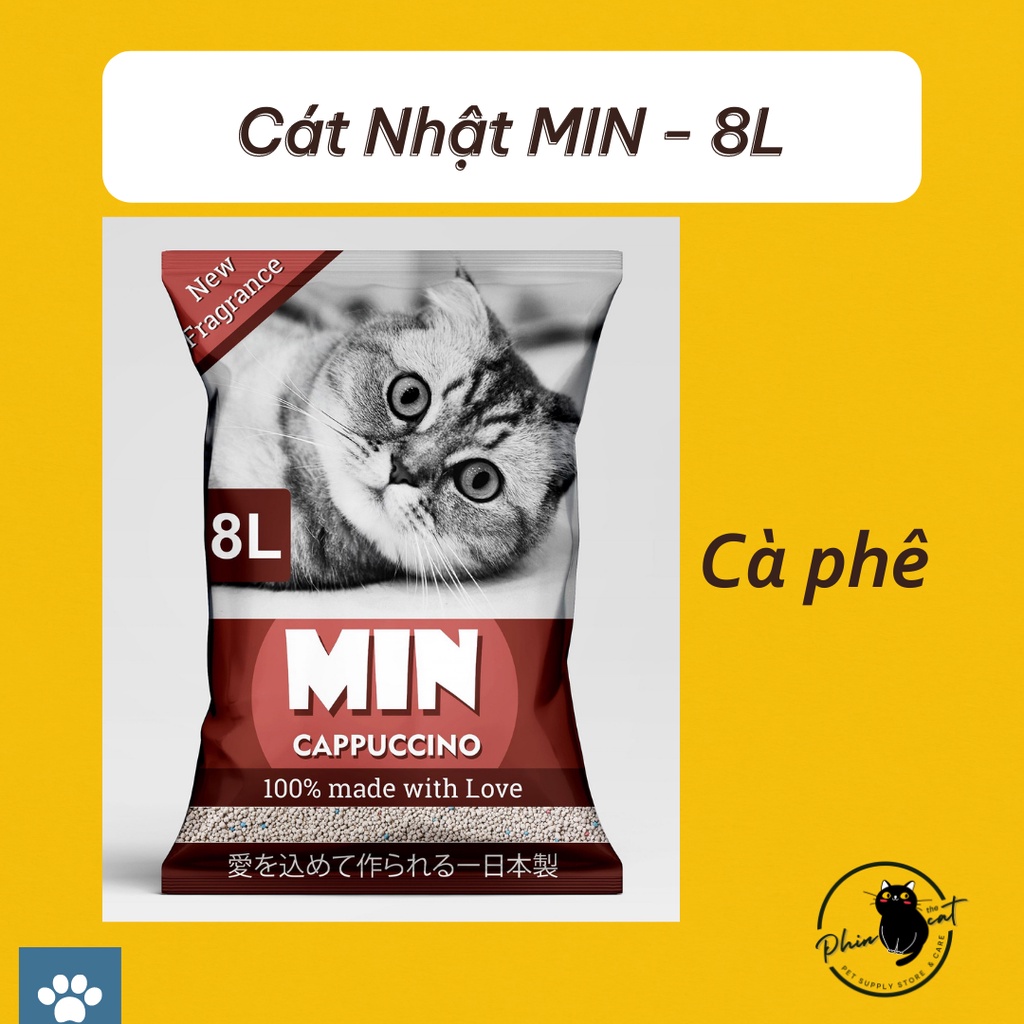 [Tân Phú] Cát vệ sinh cho mèo MIN 8L vón cục tốt, thấm hút kháng khuẩn cao | phinthecat