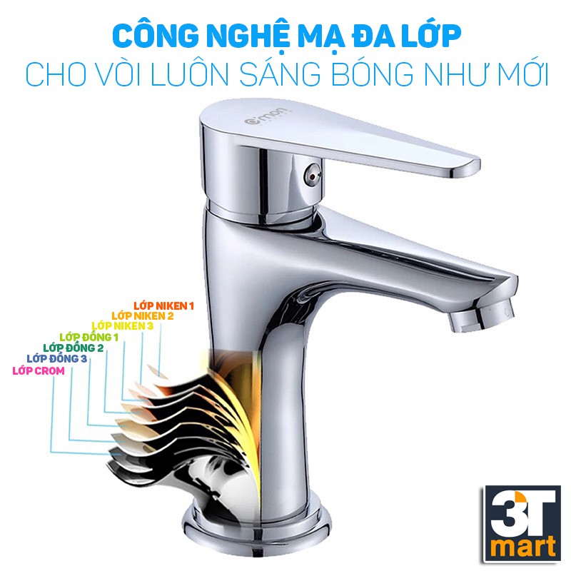 Vòi lavabo nóng lạnh sáng bóng sáng trọng C'mon HF-01