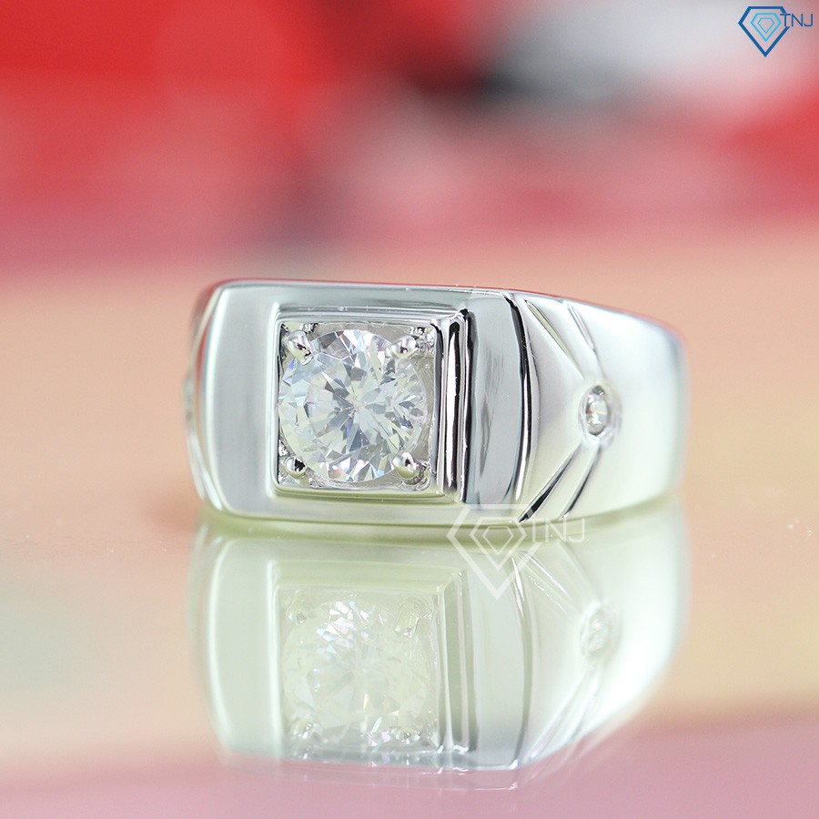 Nhẫn nam bạc 925 đẹp đính đá đơn giản NNA0075 Trang Sức TNJ