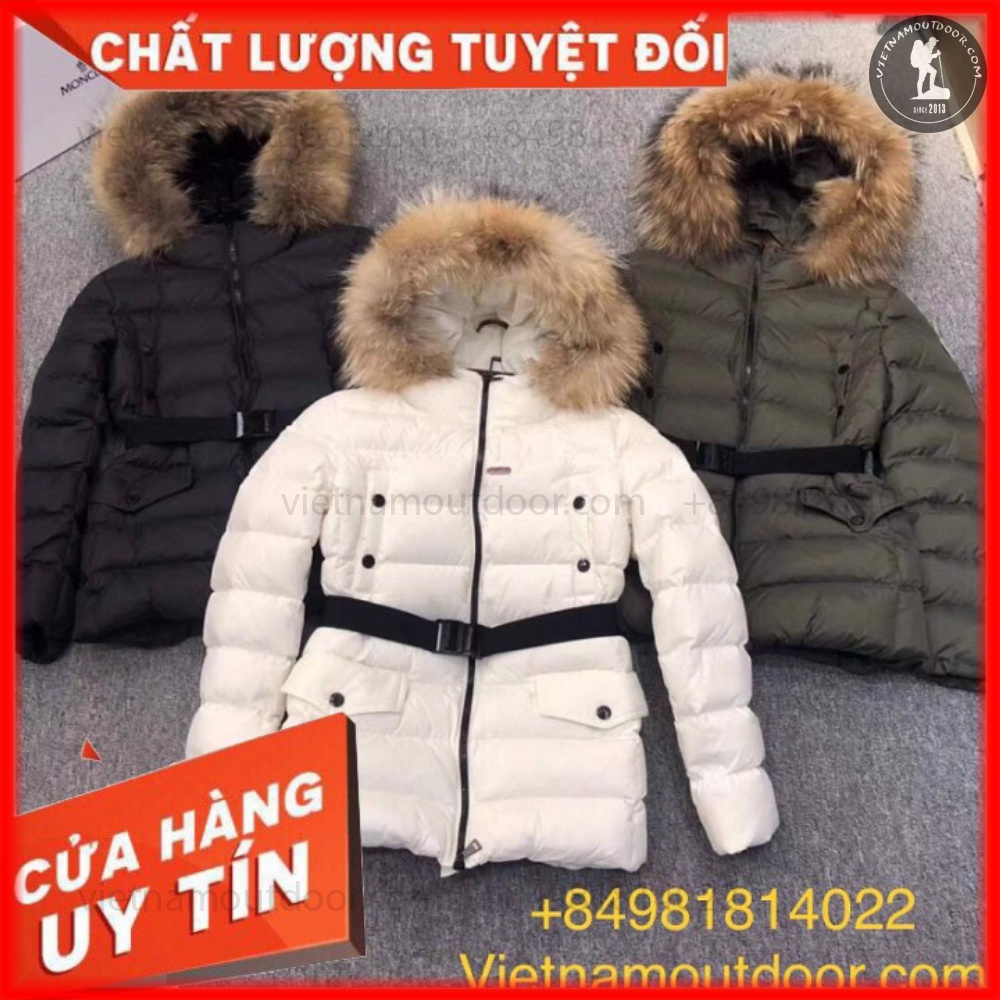 Áo Khoác Lông Vũ Cho Nữ Moncler - Áo Phao Nữ Nón Lông Có Thể Tháo Rời Giữ Nhiệt Cực Ấm
