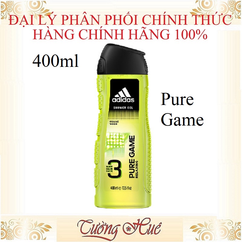 Gel Tắm Gội Rửa Mặt 3in1 Cho Nam Adidas PURE GAME Body Hair Face - 400ml.