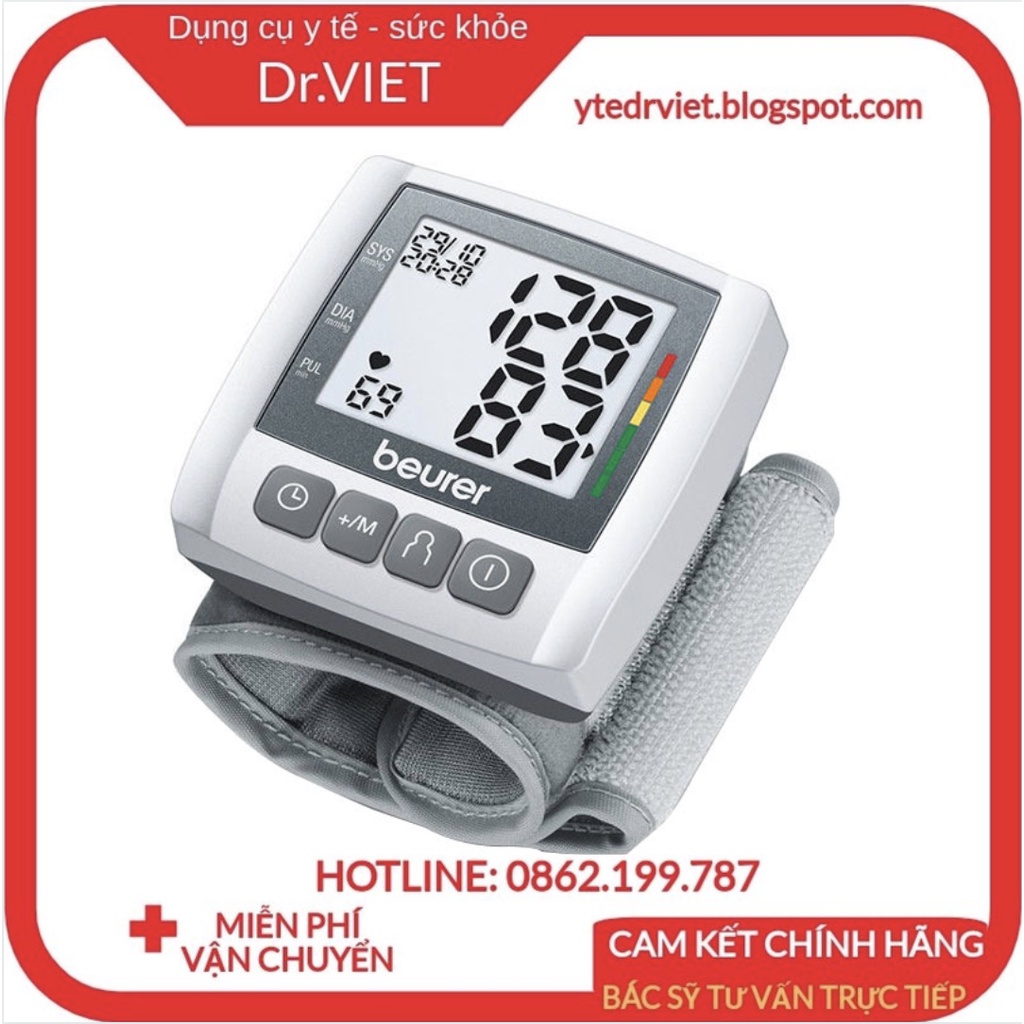 Máy đo huyết áp cổ tay điện tử BEURER BC30 nhập khẩu Đức, chính xác cao, thiết kế gọn nhẹ, sử dụng pin,bảo hành 36 tháng